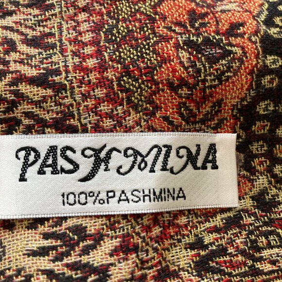 Vintage Pashmina Jacquard Paisley Long Scarf/Shawl Wrap with Tassels - Picture 4 of 9